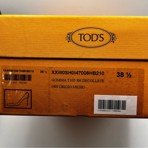 TODS LIGHT GREY LEATHER HEELS - Picture 15 of 15